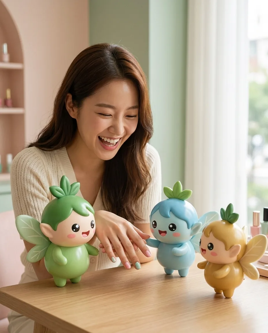 새 손톱을 내밀자 씨요정들이 들여다본다